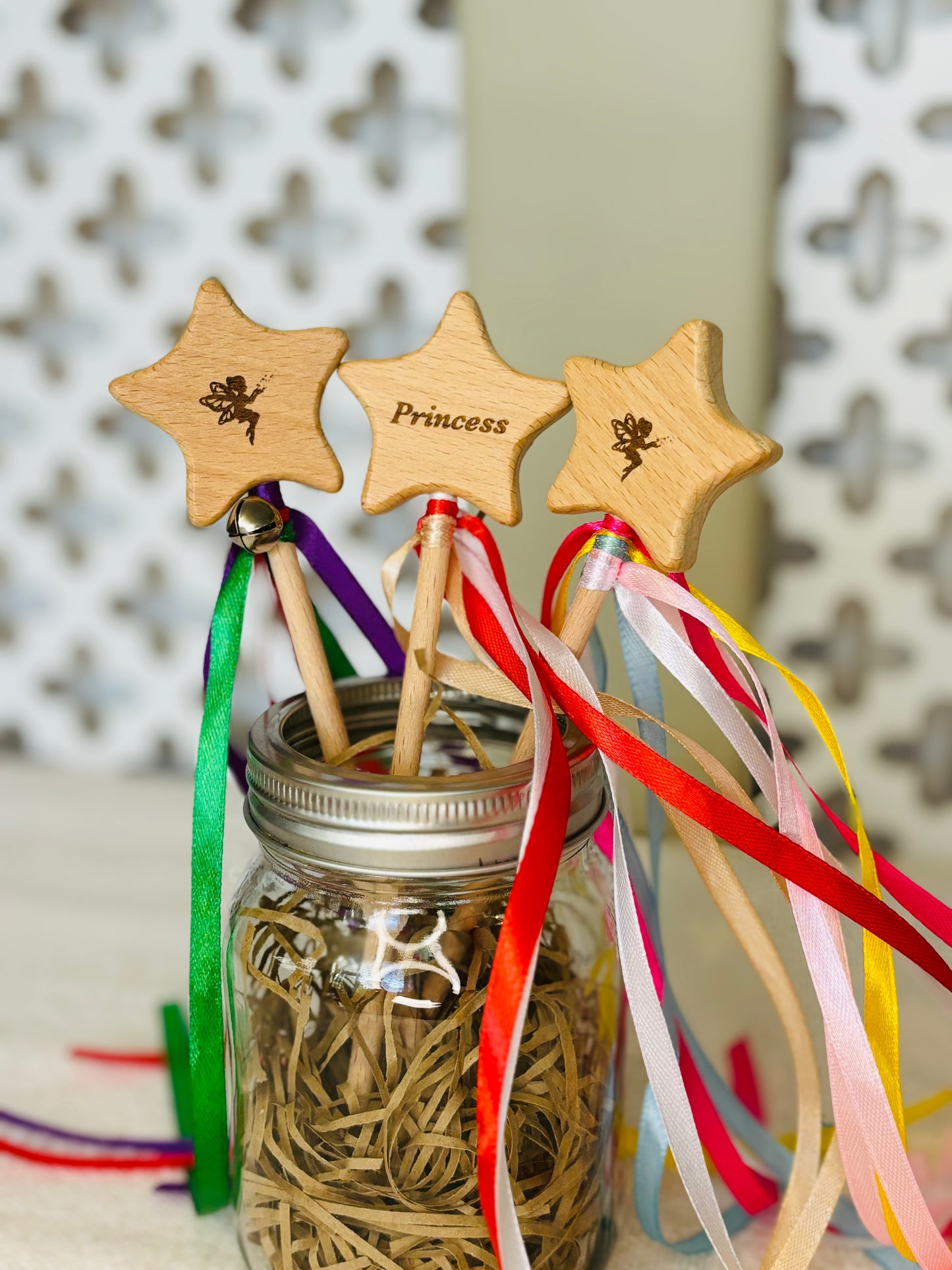 Wood Star Sensory Ribbon Wand