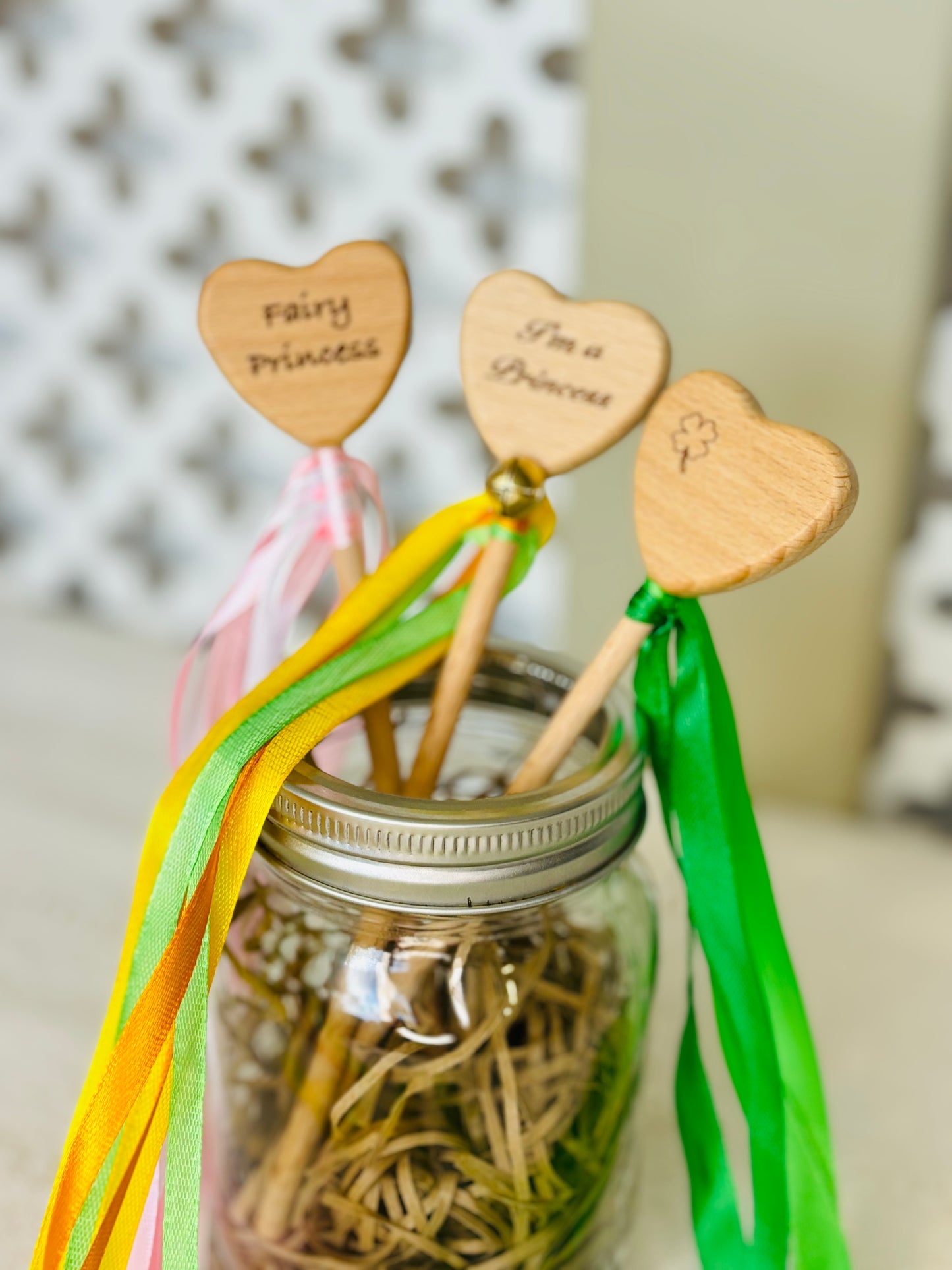 Wood Heart Sensory Ribbon Wand