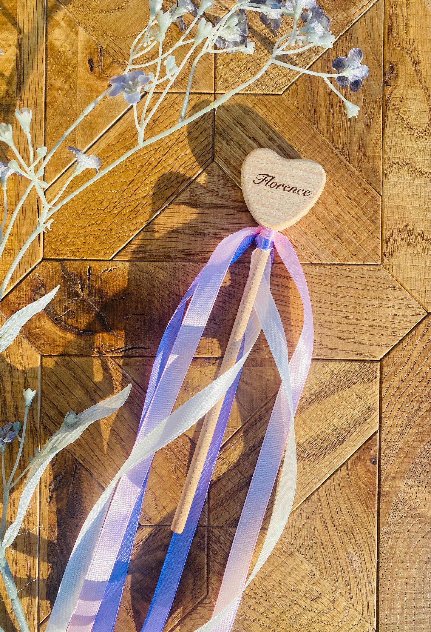Wood Heart Sensory Ribbon Wand