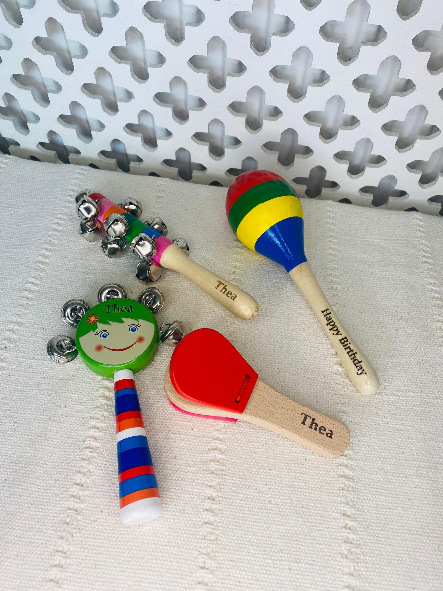 Personalised Rainbow Wood Instruments Gift Set