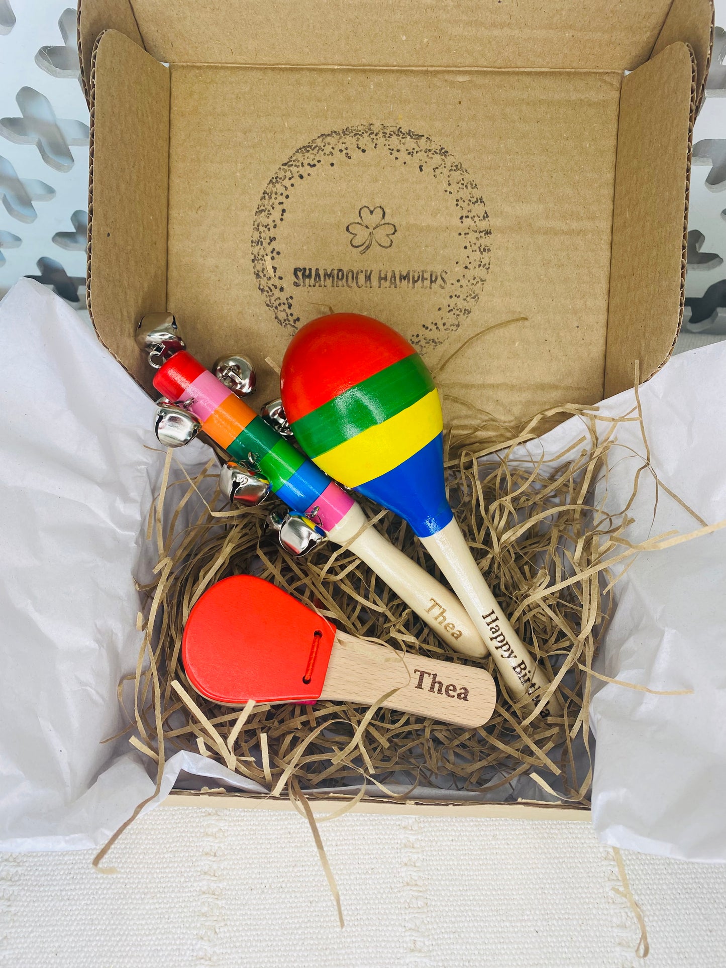 Personalised Rainbow Wood Instruments Gift Set